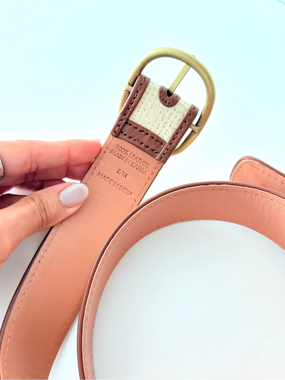 Zimmerman Raffia with Brown Leather Trim belt